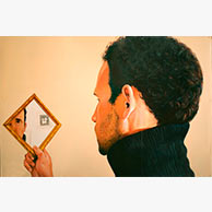 <em>Benjamin Holding a Mirror</em>, 2008, 4'x6', Enamel on aluminum