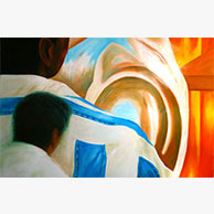 <em>Surya Paints Sunil</em>, 2008, 8'x12', Enamel on aluminum