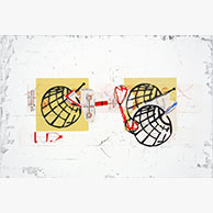 <em>Spheres EV 3</em>, 2010, 15.5"x23", Etching, silkscreen, collage on paper