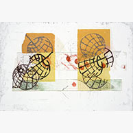 <em>Spheres EV 5</em>, 2010, 15.5"x23", Etching, silkscreen, collage on paper